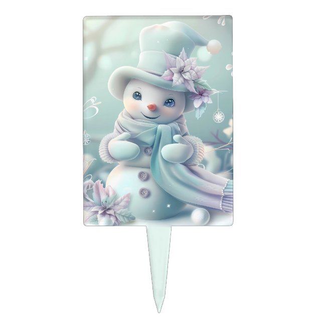 Dreamy Christmas Snowman Cake Topper (Front)