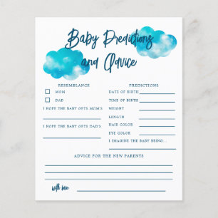 Dreamy Cloud Boy Baby Predictions & Advice Card