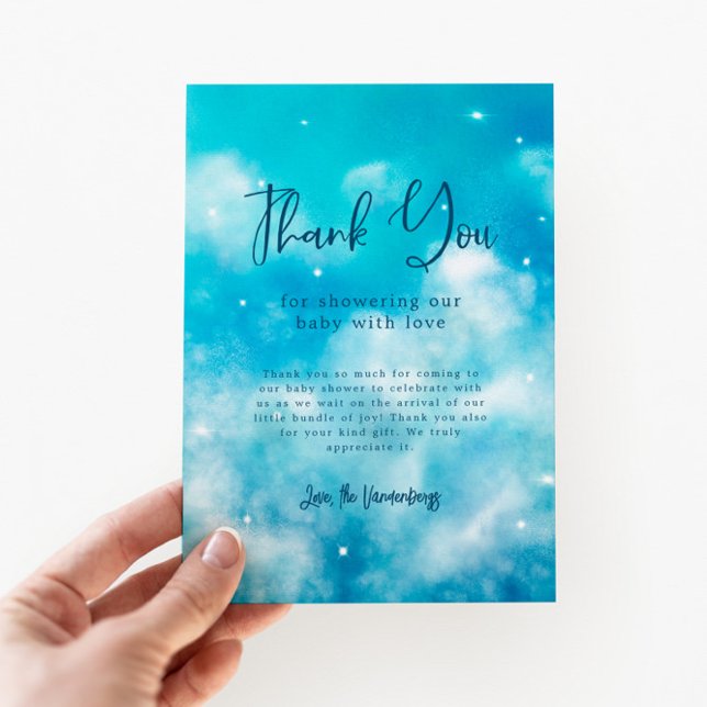 Dreamy Cloud Nine Boy Baby Shower Thank You Card (Creator Uploaded)