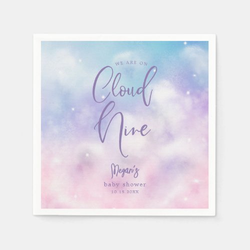 Dreamy Cloud Nine Girl Baby Shower Napkins