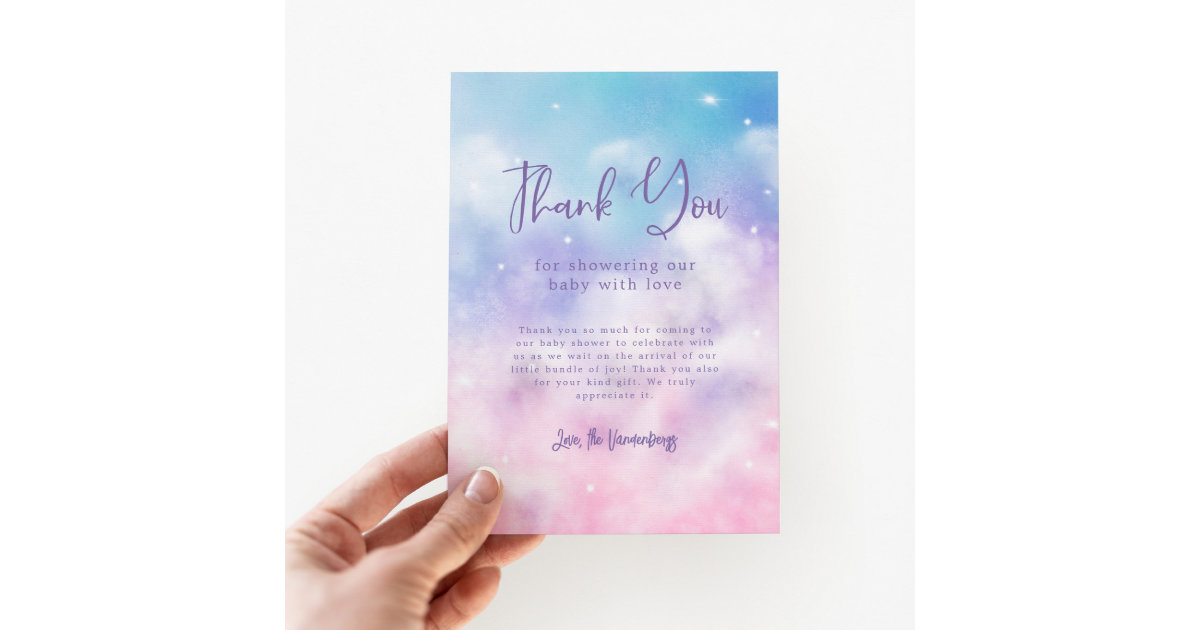 Dreamy Cloud Nine Boy Baby Shower Thank You Card