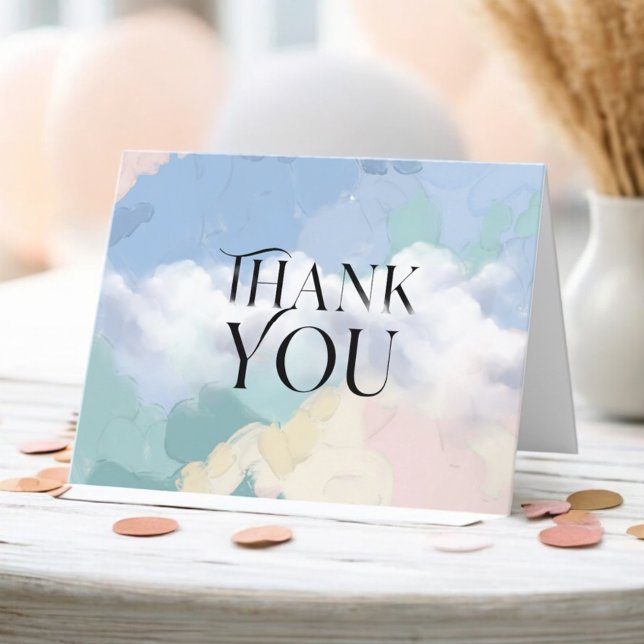 Dreamy Cloud Nine Pastel Baby Shower  Thank You Card (Creator Uploaded)