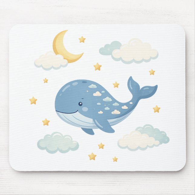 Dreamy Cloud Whale Mouse Pad (Front)
