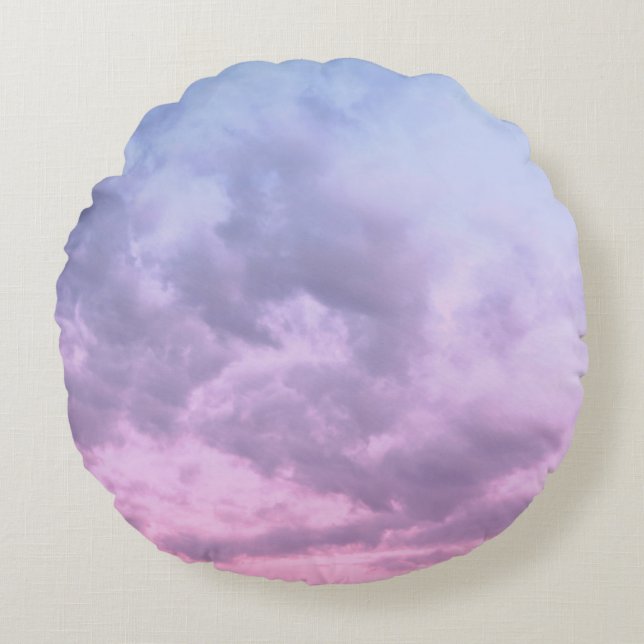 Dreamy Clouds 16 - Caribbean Sunset Round Pillow (Front)