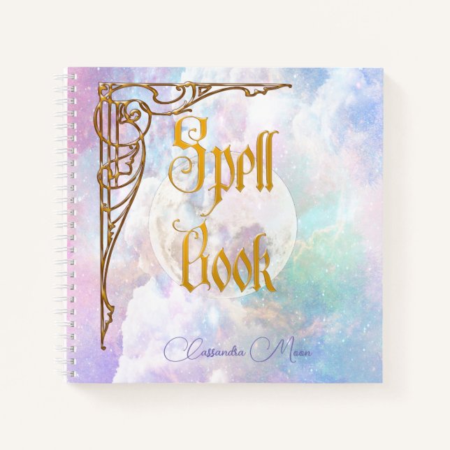 Dreamy Clouds and Stars Spell Book (Front)