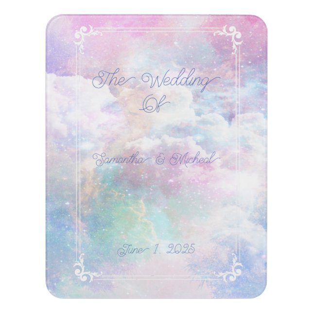 Dreamy Clouds and Stars Wedding  Door Sign (Contemporary Vert)