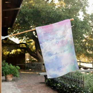 Dreamy Clouds and Stars Wedding House Flag