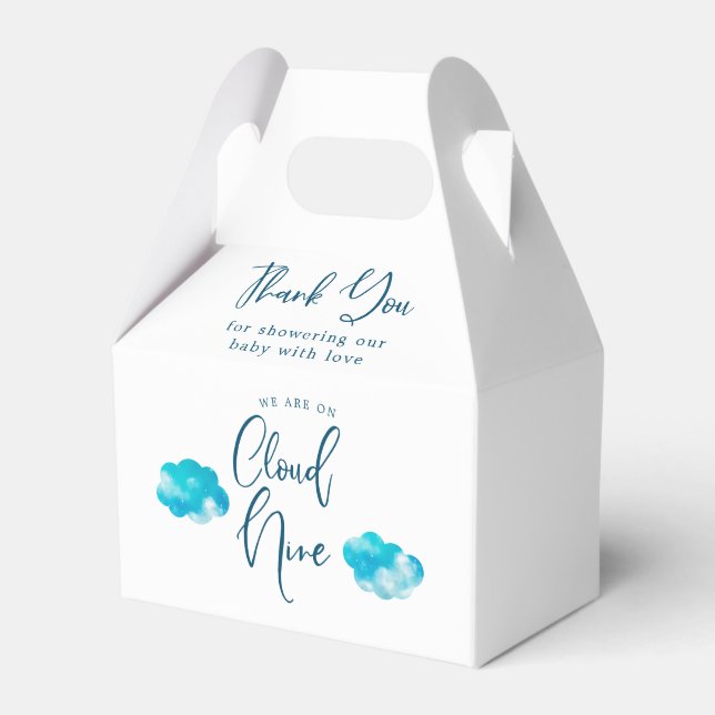 Dreamy Clouds Boy Baby Shower Favor Boxes (Front Side)