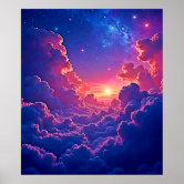 Milky Way Galaxy | Cosmic Blue Purple Pink Glow Poster | Zazzle