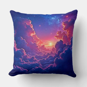 Dreamy Clouds: Celestial Sunset Magic Art Throw Pillow