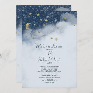 Dreamy Clouds Constellation Gold Foil Wedding Invitation