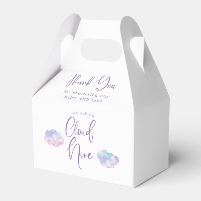 Dreamy Clouds Girl Baby Shower Favor Boxes (Front Side)