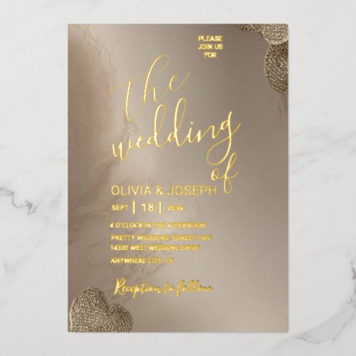 Dreamy Clouds Gold Foil Wedding Invitation