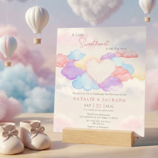 Dreamy Clouds Little Sweetheart Coed Baby Shower Invitation