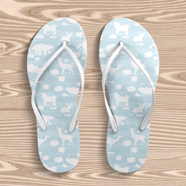 Dreamy Clouds Sky Blue  Kid's Flip Flops (Creator Uploaded)