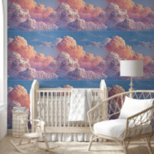 Dreamy Clouds Soft Pink Blue Sky Nursery