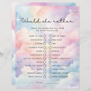 Dreamy Clouds Would She Rather Bridal Shower Game