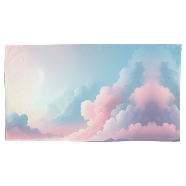 Dreamy Cloudscape — Pastel Sky Fantasy Art Pillow Case (Front-Left)