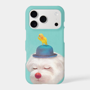 Dreamy Clown Dog: Smiling Bichon with Blue Hat iPhone 17 Pro Case