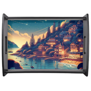 Dreamy Coastal Night Serving Tray