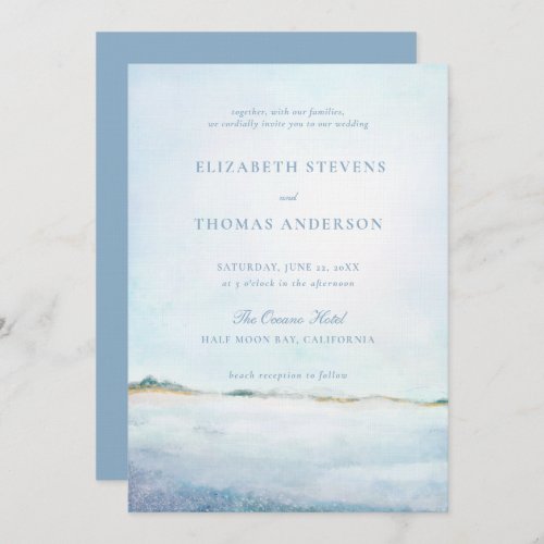 Dreamy Coastal Ocean Beach Modern Elegant Wedding Invitation