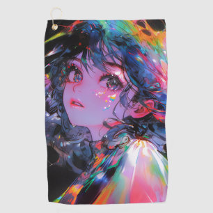 Dreamy Color Splash Anime Girl Golf Towel