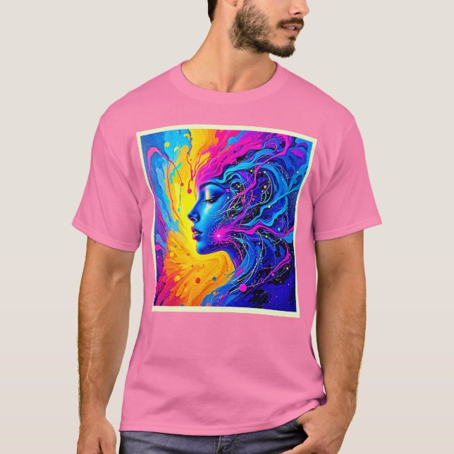 Dreamy Colorful Abstract Woman T-Shirt (Front)
