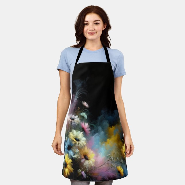 Dreamy Colorful Daisies Apron (Worn)