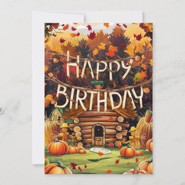 Dreamy Colorful Wish Autumn Fall Happy Birthday Card (Front)