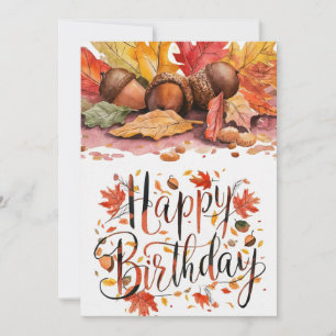 Dreamy Colorful Woods Autumn Fall Happy Birthday Card