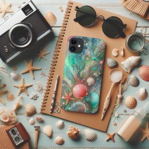 Dreamy Coral and Mint Mermaid Pearls iPhone 11 Case