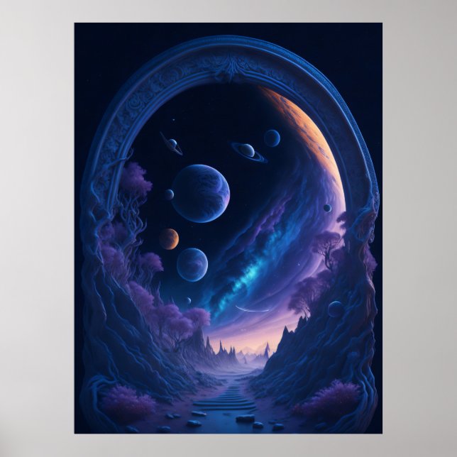 Dreamy Cosmos: Intricate and Vibrant Planet Art Poster (Front)