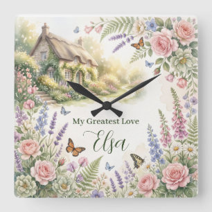 Dreamy Cottagecore Floral Garden Customized Clock