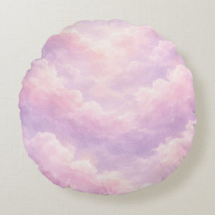 Dreamy Cotton Candy Clouds Round Pillow
