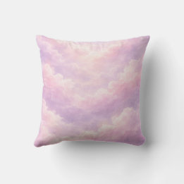 Dreamy Cotton Candy Clouds Throw Pillow