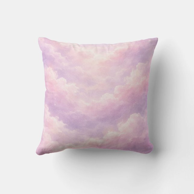 Dreamy Cotton Candy Clouds Throw Pillow (Back)