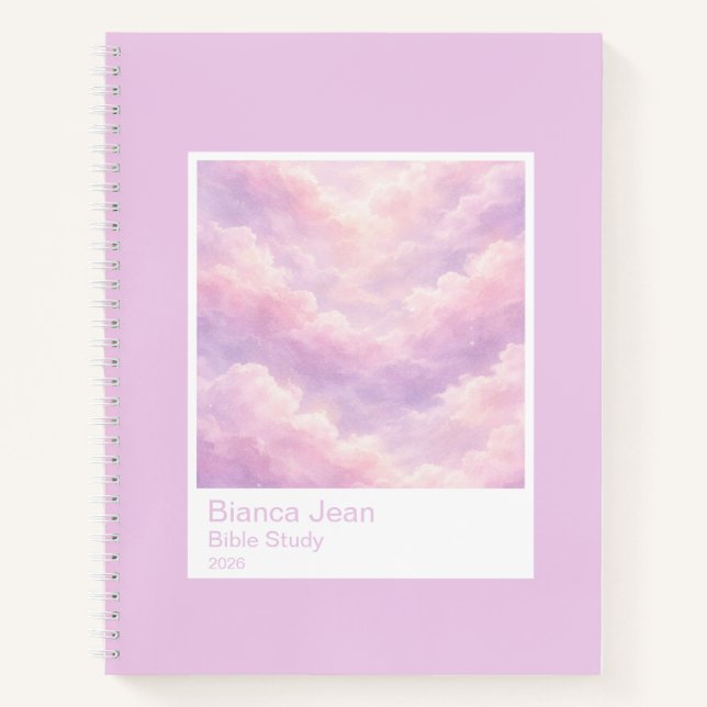 Dreamy Cotton Candy Cloudscape Photo Swatch Large Notebook (Front)