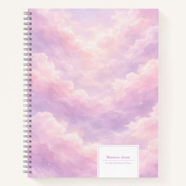 Dreamy Cotton Candy Cloudscape "Productive Era" Notebook (Front)