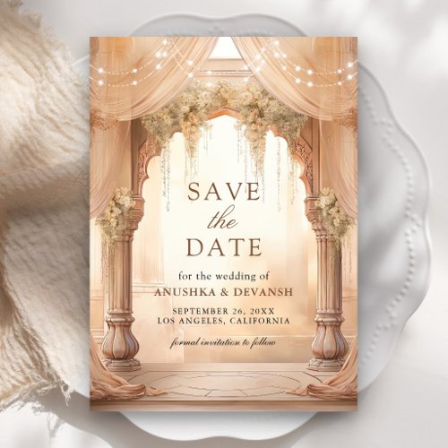 Dreamy Cream Floral Indian Mandap Hindu Wedding Save The Date