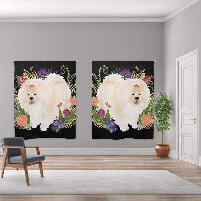 DREAMY CREAMY cream chow Blackout Curtains (Wide)