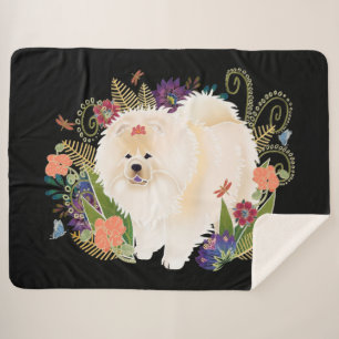 DREAMY CREAMY cream chow Sherpa Blanket
