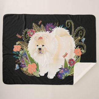 DREAMY CREAMY cream chow  Sherpa Blanket