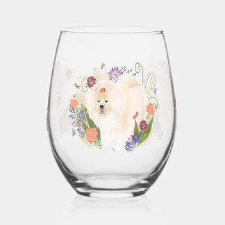DREAMY CREAMY cream chow Stemless Wine Glass