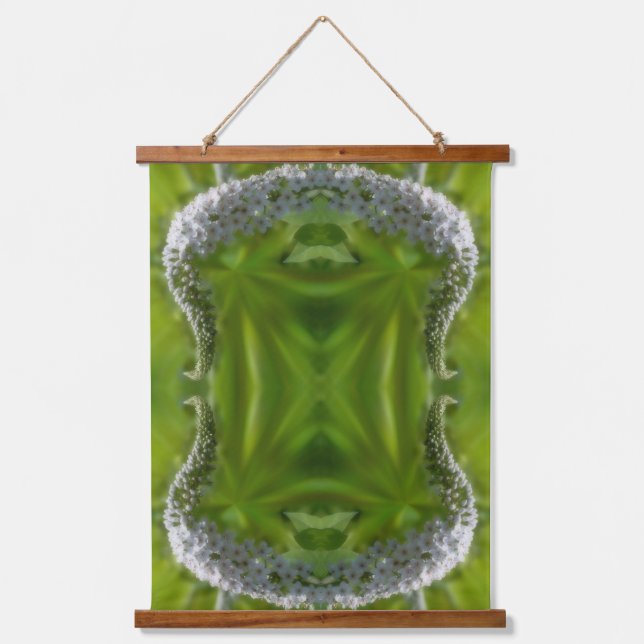 Dreamy Curling White Wildflower Abstract  Hanging Tapestry (Front)