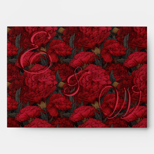 Dreamy Custom Carnation Floral Garden Wedding Envelope (Front)