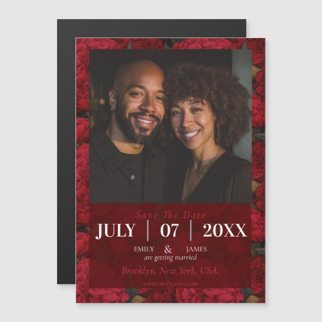 Dreamy Custom Carnation Themed Mountain Wedding Magnetic Invitation (Front/Back)