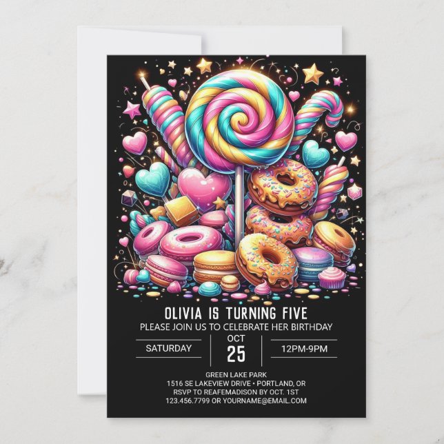 Dreamy Cute Candyland Digital Birthday Invitation (Front)
