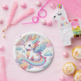 Dreamy Cute Dragon Baby Shower Paper Plates