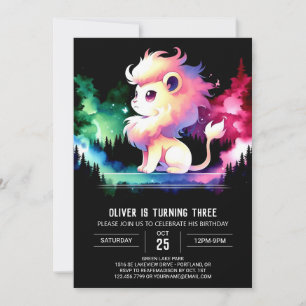 Dreamy Cute Lion Birthday Invitation
