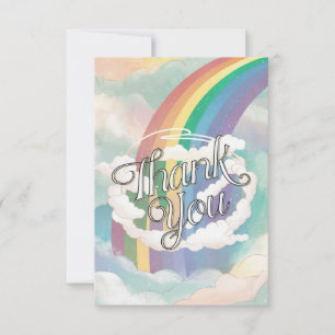 Dreamy Cute Rainbow and Clouds  Thank You Card